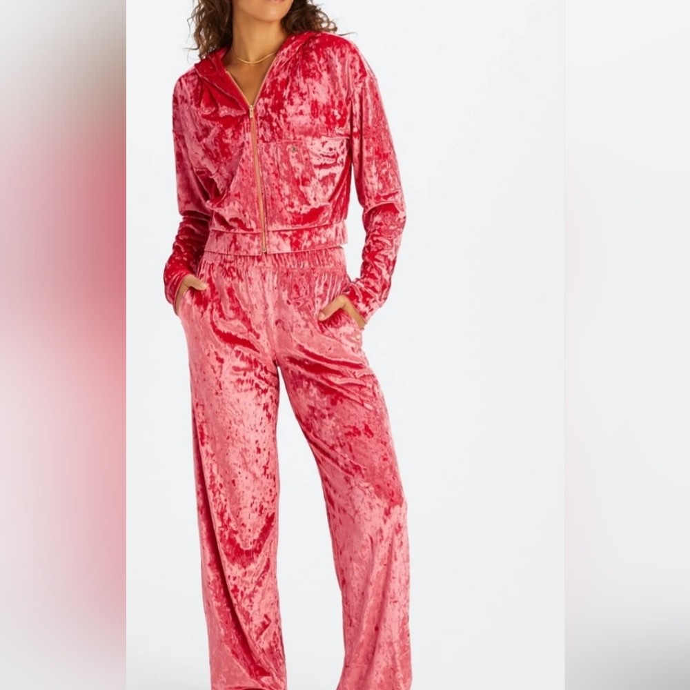 Fabletics red velour lounge set